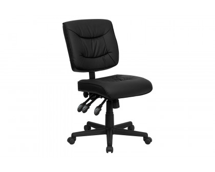 BLNK Cole LeatherSoft Mid-Back Black Multifunction Swivel Ergonomic Task Office Chair