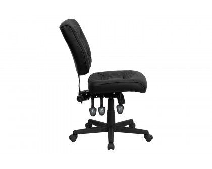 BLNK Cole LeatherSoft Mid-Back Black Multifunction Swivel Ergonomic Task Office Chair