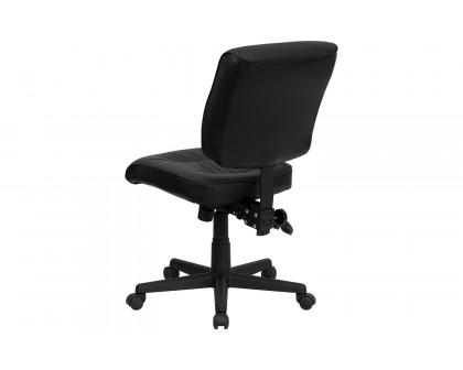 BLNK Cole LeatherSoft Mid-Back Black Multifunction Swivel Ergonomic Task Office Chair