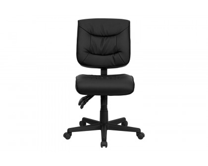 BLNK Cole LeatherSoft Mid-Back Black Multifunction Swivel Ergonomic Task Office Chair