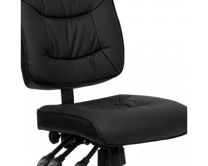 BLNK Cole LeatherSoft Mid-Back Black Multifunction Swivel Ergonomic Task Office Chair