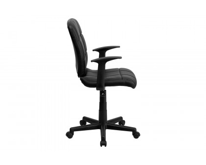 BLNK Clayton Vinyl Mid-Back Quilted Swivel Task Office Chair - Black, with Arms