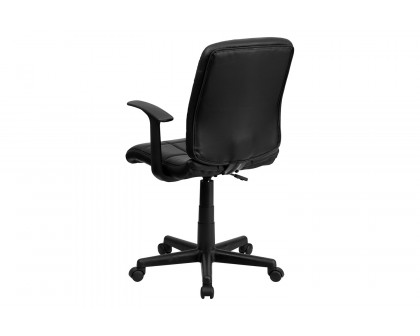 BLNK Clayton Vinyl Mid-Back Quilted Swivel Task Office Chair - Black, with Arms