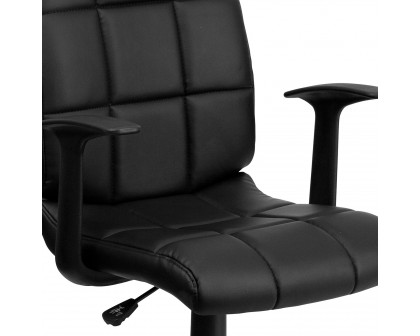 BLNK Clayton Vinyl Mid-Back Quilted Swivel Task Office Chair - Black, with Arms