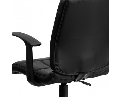 BLNK Clayton Vinyl Mid-Back Quilted Swivel Task Office Chair - Black, with Arms