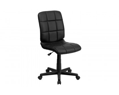 BLNK Clayton Vinyl Mid-Back Quilted Swivel Task Office Chair - Black