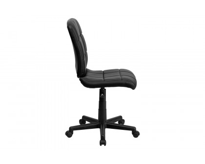 BLNK Clayton Vinyl Mid-Back Quilted Swivel Task Office Chair - Black