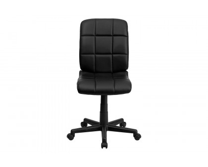 BLNK Clayton Vinyl Mid-Back Quilted Swivel Task Office Chair - Black