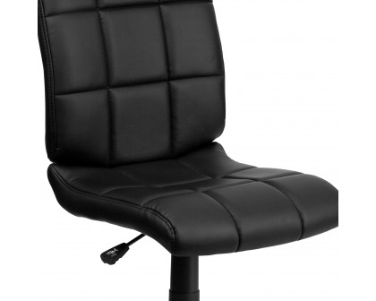 BLNK Clayton Vinyl Mid-Back Quilted Swivel Task Office Chair - Black