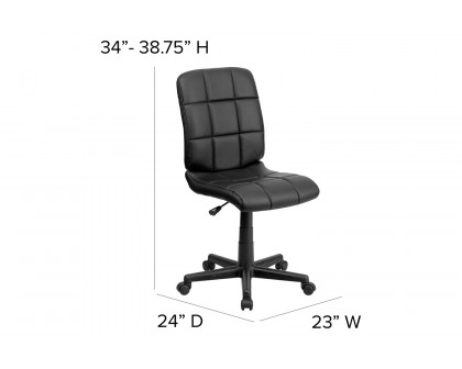 BLNK Clayton Vinyl Mid-Back Quilted Swivel Task Office Chair - Black