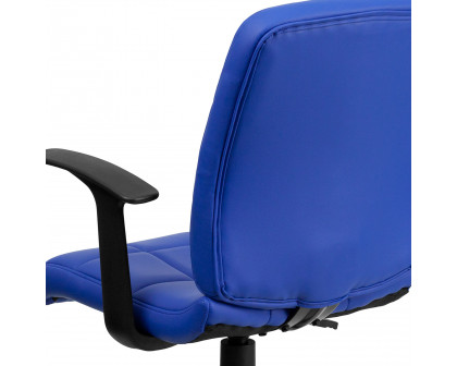 BLNK Clayton Vinyl Mid-Back Quilted Swivel Task Office Chair - Blue, with Arms