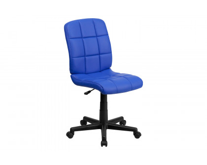 BLNK Clayton Vinyl Mid-Back Quilted Swivel Task Office Chair - Blue