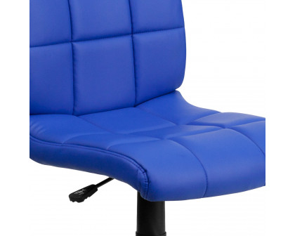 BLNK Clayton Vinyl Mid-Back Quilted Swivel Task Office Chair - Blue