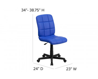 BLNK Clayton Vinyl Mid-Back Quilted Swivel Task Office Chair - Blue