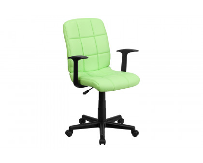 BLNK Clayton Vinyl Mid-Back Quilted Swivel Task Office Chair - Green, with Arms