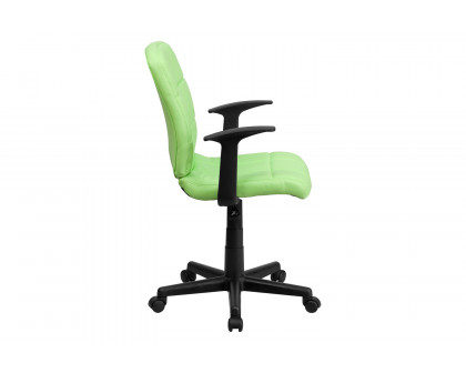 BLNK Clayton Vinyl Mid-Back Quilted Swivel Task Office Chair - Green, with Arms