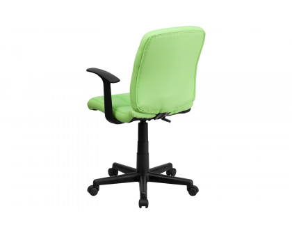 BLNK Clayton Vinyl Mid-Back Quilted Swivel Task Office Chair - Green, with Arms