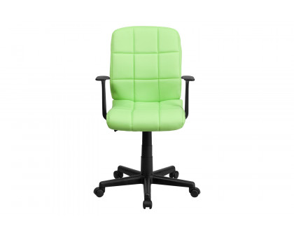 BLNK Clayton Vinyl Mid-Back Quilted Swivel Task Office Chair - Green, with Arms