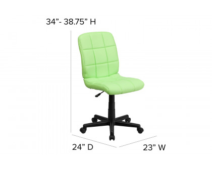 BLNK Clayton Vinyl Mid-Back Quilted Swivel Task Office Chair - Green