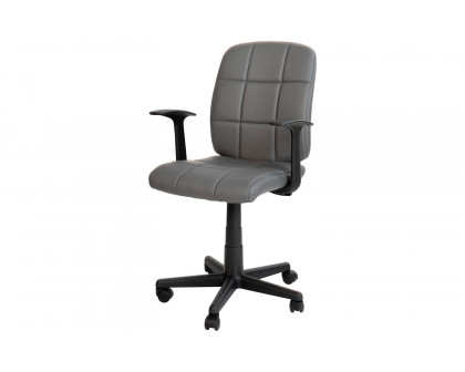 BLNK Clayton Vinyl Mid-Back Quilted Swivel Task Office Chair - Gray, with Arms