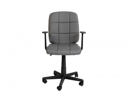 BLNK Clayton Vinyl Mid-Back Quilted Swivel Task Office Chair - Gray, with Arms