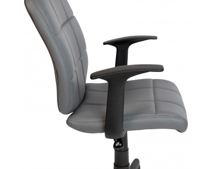 BLNK Clayton Vinyl Mid-Back Quilted Swivel Task Office Chair - Gray, with Arms