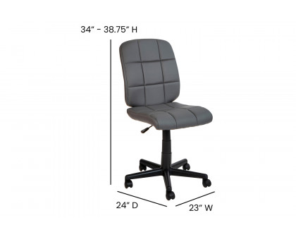 BLNK Clayton Vinyl Mid-Back Quilted Swivel Task Office Chair - Gray