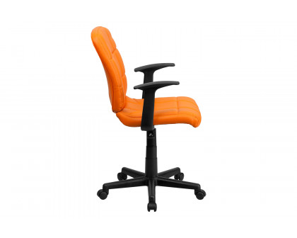 BLNK Clayton Vinyl Mid-Back Quilted Swivel Task Office Chair - Orange, with Arms