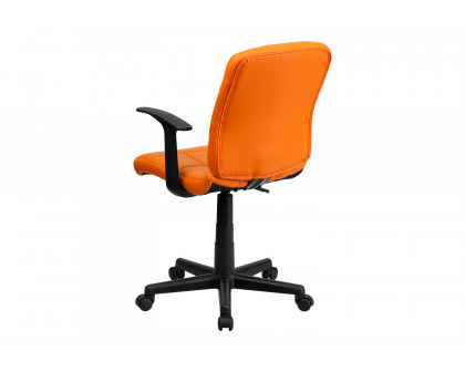 BLNK Clayton Vinyl Mid-Back Quilted Swivel Task Office Chair - Orange, with Arms