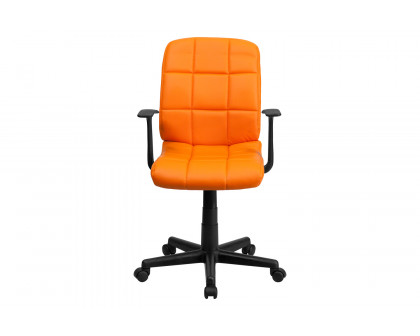 BLNK Clayton Vinyl Mid-Back Quilted Swivel Task Office Chair - Orange, with Arms