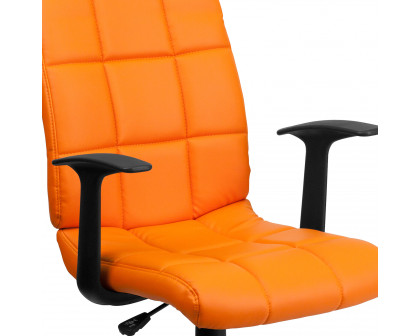 BLNK Clayton Vinyl Mid-Back Quilted Swivel Task Office Chair - Orange, with Arms