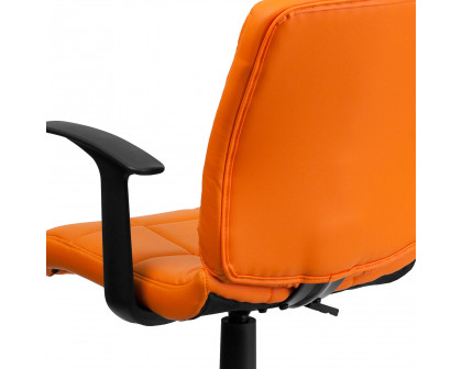 BLNK Clayton Vinyl Mid-Back Quilted Swivel Task Office Chair - Orange, with Arms