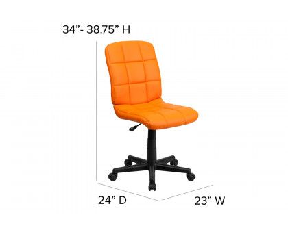 BLNK Clayton Vinyl Mid-Back Quilted Swivel Task Office Chair - Orange