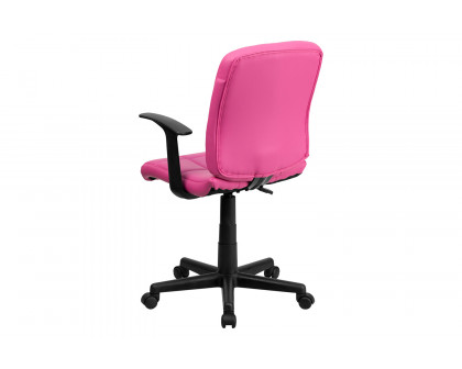 BLNK Clayton Vinyl Mid-Back Quilted Swivel Task Office Chair - Pink, with Arms