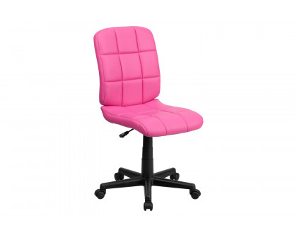 BLNK Clayton Vinyl Mid-Back Quilted Swivel Task Office Chair - Pink