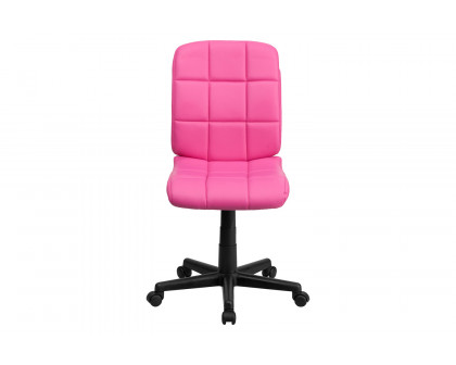 BLNK Clayton Vinyl Mid-Back Quilted Swivel Task Office Chair - Pink