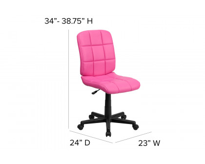 BLNK Clayton Vinyl Mid-Back Quilted Swivel Task Office Chair - Pink