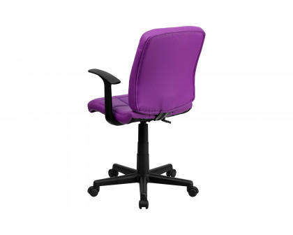 BLNK Clayton Vinyl Mid-Back Quilted Swivel Task Office Chair - Purple, with Arms