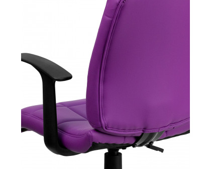 BLNK Clayton Vinyl Mid-Back Quilted Swivel Task Office Chair - Purple, with Arms