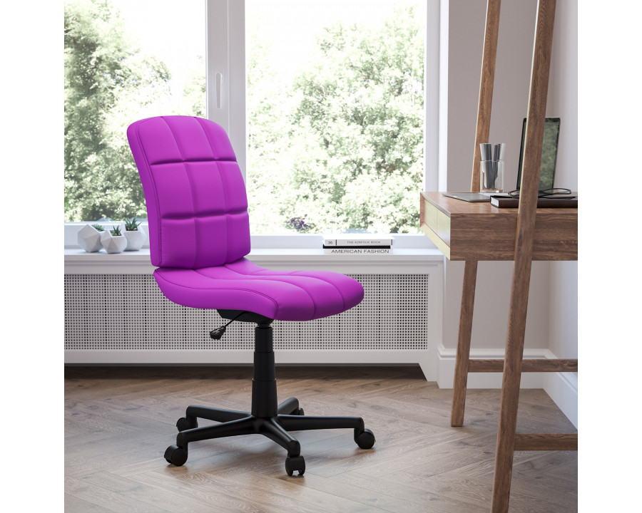 BLNK Clayton Vinyl Mid-Back Quilted Swivel Task Office Chair - Purple