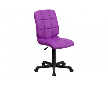 BLNK Clayton Vinyl Mid-Back Quilted Swivel Task Office Chair - Purple