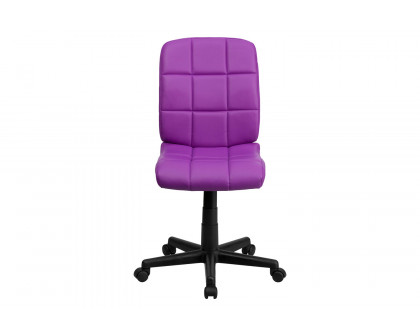 BLNK Clayton Vinyl Mid-Back Quilted Swivel Task Office Chair - Purple