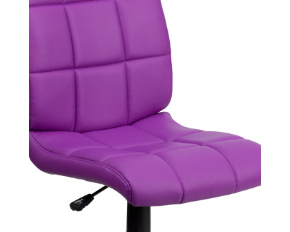 BLNK Clayton Vinyl Mid-Back Quilted Swivel Task Office Chair - Purple