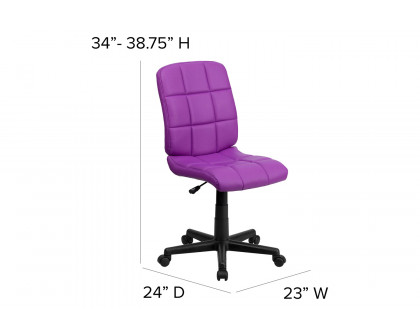 BLNK Clayton Vinyl Mid-Back Quilted Swivel Task Office Chair - Purple