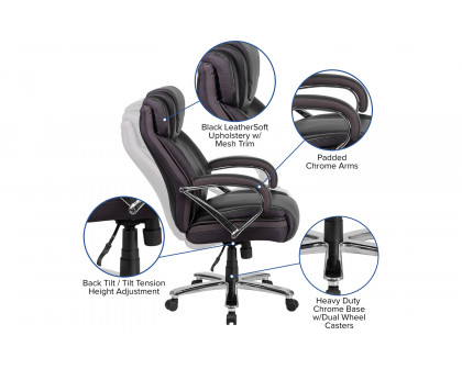 BLNK HERCULES Series LeatherSoft Executive Swivel Ergonomic Office Chair with Extra Wide Seat - Black