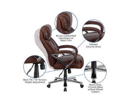 BLNK HERCULES Series LeatherSoft Executive Swivel Ergonomic Office Chair with Extra Wide Seat - Brown