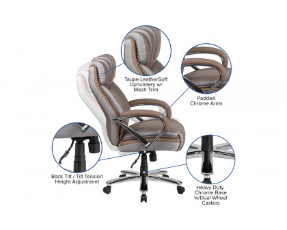 BLNK HERCULES Series LeatherSoft Executive Swivel Ergonomic Office Chair with Extra Wide Seat - Taupe