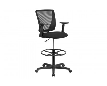 BLNK Harper Ergonomic Fabric Mid-Back Mesh Drafting Chair with Seat and Adjustable Foot Ring