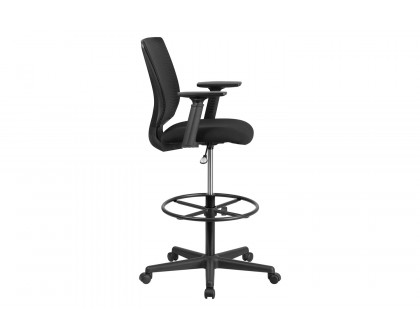 BLNK Harper Ergonomic Fabric Mid-Back Mesh Drafting Chair with Seat and Adjustable Foot Ring - with Adjustable Arms