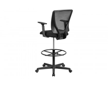 BLNK Harper Ergonomic Fabric Mid-Back Mesh Drafting Chair with Seat and Adjustable Foot Ring - with Adjustable Arms